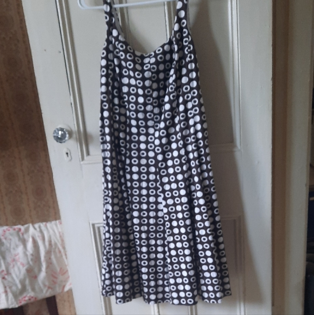 Stylish Brown and White Polka Dot Dress, Melanie Lyne Size 10
